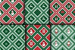 Christmas seamless pattern collection on geometric background vector