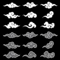 Chinese cloud clip art and icon line art set vector