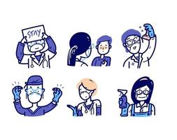 Medical characters action avatar. vector