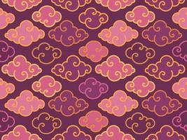 Purple traditional oriental chinese clouds seamless pattern vector