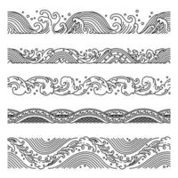 Wave seamless patterns vector. vector