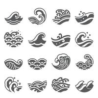 conjunto de vectores de iconos de onda de agua.