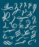 Calligraphic brush elements with rough textured for graphic decoration. vector