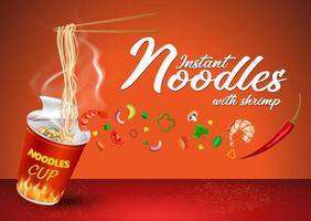 Instant cup noodles design vector