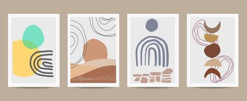 Abstract retro shapes poster set vector