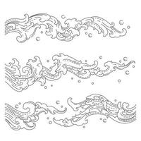 imágenes prediseñadas de onda de agua decorativas ornates. vector
