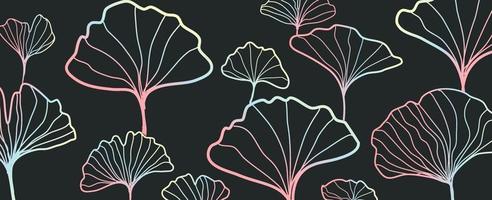 Abstract gradient line leaf pattern vector