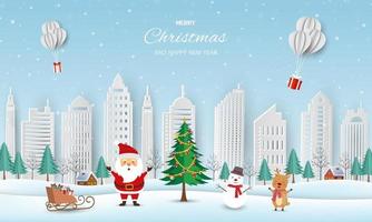 Merry Christmas and Happy new year greeting card vector