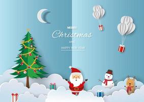 Merry Christmas and Happy new year greeting card vector