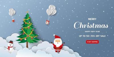 Merry Christmas and Happy new year sale banner background vector