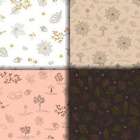 Collection of hand drawn autumn or fall seamless pattern vector