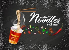 Instant cup noodles design vector