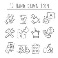 Simple Set of Engineering, hand drawn Vector, 12 Icons. Contains such Icons as Manufacturing, Engineer, Production. vector