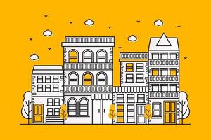 Urban illustration in beautiful line style vector