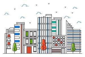 Illustration of a city with beautiful outline style vector