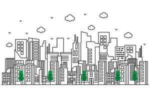 City design in thin line style vector