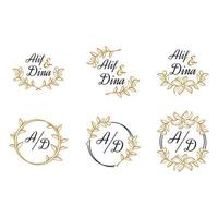 Collection of floral wedding logo templates vector