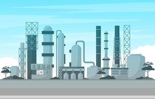 ilustración plana de edificios de fábrica industrial vector