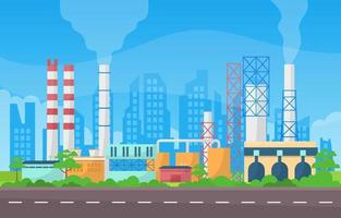 Industrial Factory Buildings Flat Illustration vector