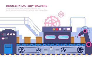 Cinta transportadora de fábrica industrial e ilustración de ensamblaje robótico vector