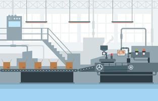 Industrial Factory Conveyor Belt and Robotic Assembly Illustration vector