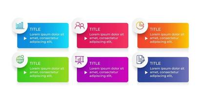 6 steps business infographic elements vector