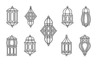 Line Islamic Arabic Lantern Collection Isolated vector