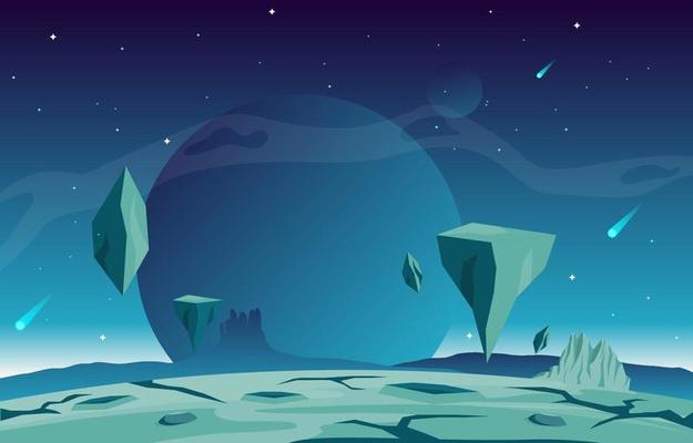 Landscape Surface of Science Fiction Fantasy Planet Illustration