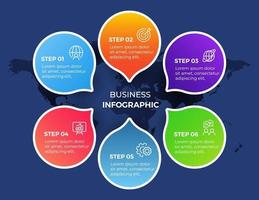 6 steps business infographic elements vector