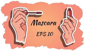 Mascara in hands set vector