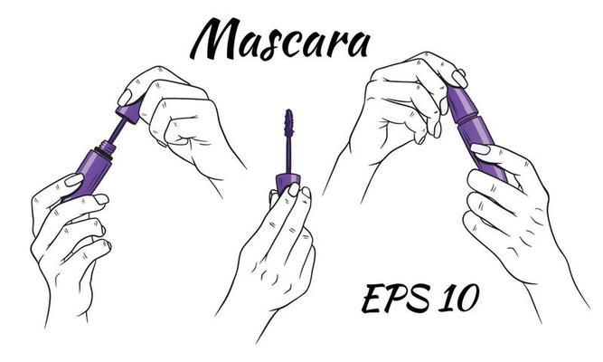 Mascara in hands set