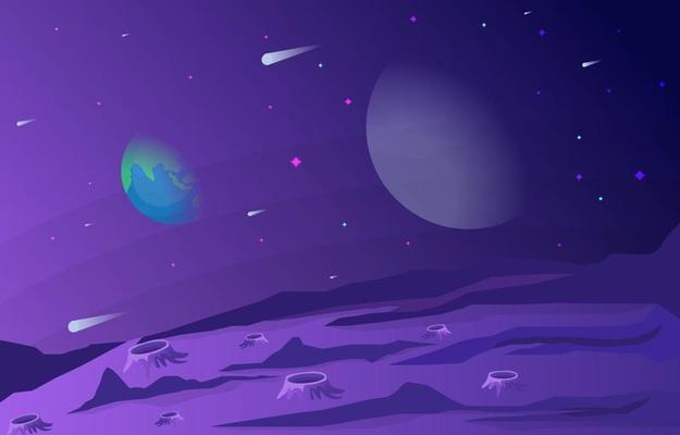 Landscape Surface of Science Fiction Fantasy Planet Illustration