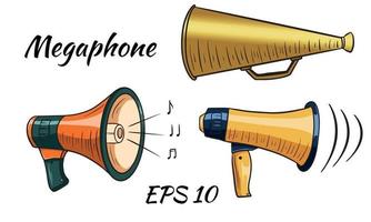 Illustration of a megaphone, loud speaker set vector