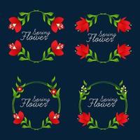 Collection of Lovely floral frame, vector illustration. Wedding flowers.