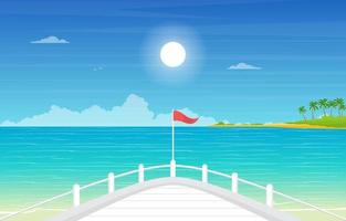 Cruise Ship Deck with Ocean Horizon Illustration vector