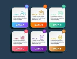 Presentación plantilla de infografía empresarial con 6 opciones. vector