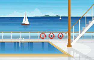 Cruise Ship Deck with Ocean Horizon Illustration vector