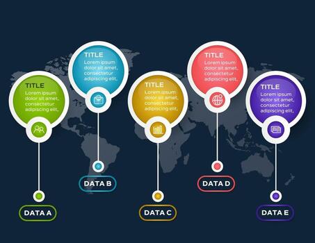Presentación plantilla de infografía empresarial con 5 opciones. vector