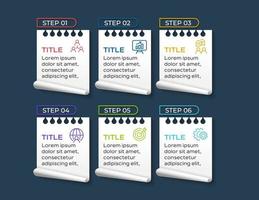 Business infographics. Timeline with 6 steps or options vector