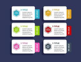 Business infographics. Timeline with 6 steps or options vector