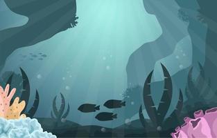 Underwater Scene with Fish and Coral Reef Illustration vector
