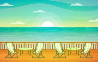 Cruise Ship Deck with Ocean Horizon Illustration vector