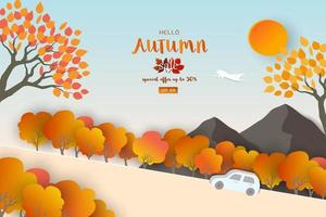 Autumn or fall landscape background with space for your text vector