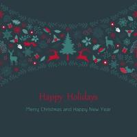 Merry Christmas and happy new year with vintage holiday elements for greeting card or background vector