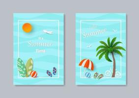 Set of summer template banner paper art concept vector