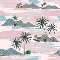 Hand drawn nature island on sweet pastel mood seamless pattern vector