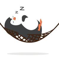 lindo, pingüino, sueño, en, hamaca, caricatura vector
