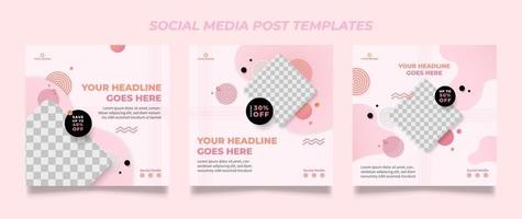 Set of Editable minimal square banner template vector