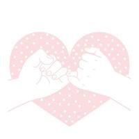 hand drawn pinky promise with heart shape dot concept vector