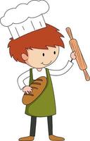 Little baker holding baking stuff cartoon character isolated vector